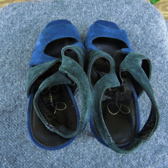 Jessica Simpson Bendie Women Platform Heel Shoes Blue Leather‎ Size 6 Medium - Picture 6 of 9